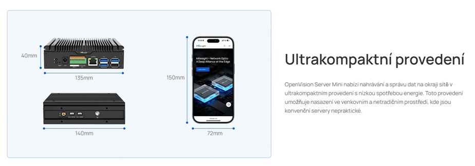 Ultra-miniaturní server Milesight s VMS Network Optix